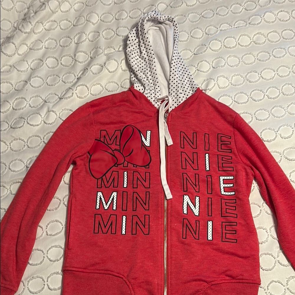 Disney Red and White Zip-Up Jacket with Contrast Hood